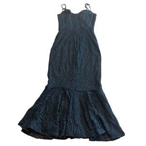 XS Lulus Lined Mermaid Lace Dress Black Adjustable Straps Back Zipper